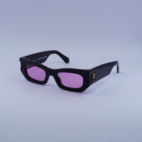 Off-White OERI147 BELLEVILLE 1030 Sunglasses Black Cat Eye Frame, Pink Lenses - Picture 1 of 9